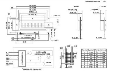 Трансмиссиве серый дисплей режима СТН ЛКД модуль монитора 16 кс 2 Лкд с обязанностью 1/16