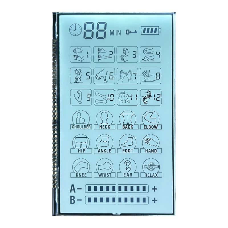 3.6V положительный 6 O' CLOCK Трансмиссивный монохромный Tn LCD дисплей для массажа