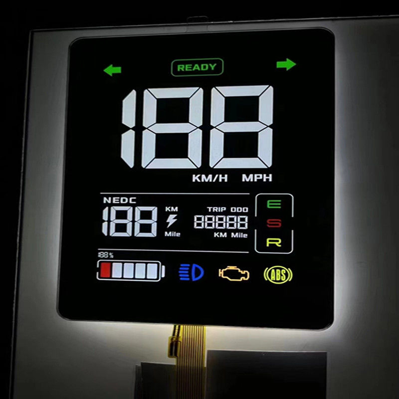 Пользовательский VA черный сегментный ЖК-дисплей с печатным цветом для приборной панели автомобиля, 7-сегментный дисплей, 4-значный ЖК-дисплей, PIN-соединение